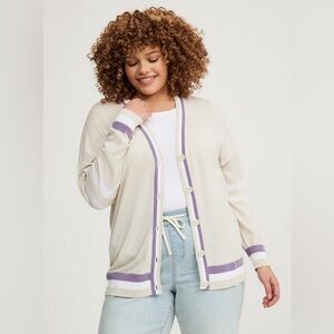 NWT Torrid Drop Shoulder Cardigan Silver Birch V-Neck Sweater Button Front Sz 5X